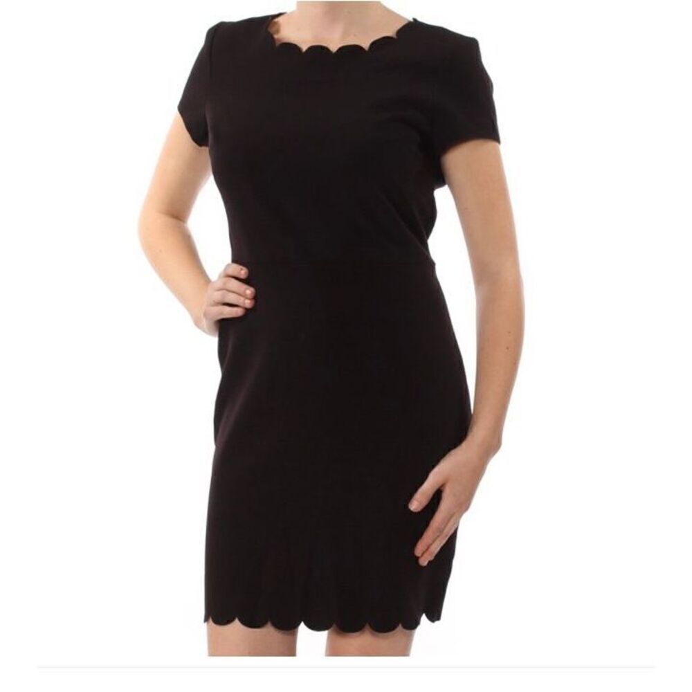 Maison Jules women’s black scalloped shift dress size medium